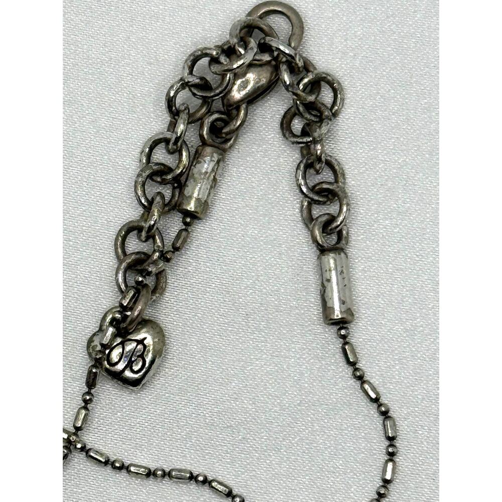 Brighton Crystal Cross Pendant Bar Bead Chain Necklace 16-18" Silver Plated - Picture 5 of 8